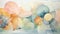 Symbolic Watercolor: Organic Forms In Aquamarine And Amber