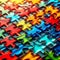 Symbolism of the autism spectrum. Puzzle with vibrant colors. World Autism Awareness Day. AI generated