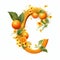 Symbolism Letter Y: Clipart Of Oranges With Realistic Hyper-detailed Rendering