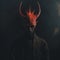 Symbolism Minimalism: Dark Demon Humanoid With Red Horns