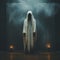 Symbolism Minimalism: Haunting Ghost In White Robe