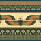 Symbols of ancient Egypt with an illustration of a woman with wings, lotus, horizontal seamless pattern and other