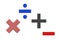 Symbols of basic mathematics - multiplication, division, addition and subtraction