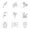 Symbols of Brasil icon set, outline style