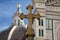 Symbols of christianity god in front of Florance duomo, The mistery sculpture on Famous white Architectural cathedral church under