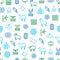 Symbols of Fabric Feature Seamless Pattern Background. Vector