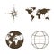 Symbols of global technology, international associations, travel, expeditions and ect.