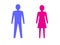 Symbols of male and female pink and blue.