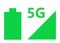 Symbols of the signal strength of a 5G network and the life of a communication device battery at full charge