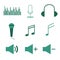 symbols, singing, sound, increasing and decreasing the volume