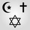Symbols of the three world religions .Vector illustration