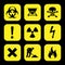 Symbols warning hazard icons set great for any use. Vector EPS10.