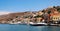 Symi town, Symi island, pictorial view of colorful houses and Yialos harbour