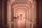 Symmetric Luxury: Cream and Pale Pink Interior with Award-Winning Neon Light Desig