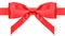 Symmetric red bow with vertically ends on ribbon