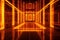 Symmetric Shiny Walls: Award-Winning Orange and Yellow Luxury Interior Design with Neon Light