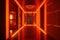 Symmetric Sunset Orange: Award-Winning HD Design with Neon Lights and Shiny Walls