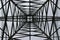 Symmetric view in the center in a tower for power lines in the Hennipgaarde in Zevenhuizen, the Netherlands