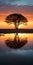 Symmetrical Arrangements: A Romantic Sunrise With A Lone Tree