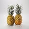 Symmetrical Arrangements Of Two Pineapples On White Background