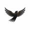 Symmetrical Black Vector Art Logo Of Flying Robin With Wings