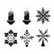 Symmetrical Black And White Snowflake Candles Vector Art