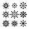 Symmetrical Black And White Snowflake Icons For Decorations