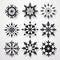 Symmetrical Black And White Snowflake Vector Art Collection