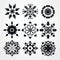 Symmetrical Black And White Snowflake Vector Art Set