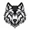 Symmetrical Black And White Wolf Head Svg Cutout Shape Clip Art