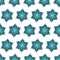 Symmetrical blue turquoise flowers fantasy seamless pattern, wallpaper wrapping textile design