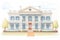 symmetrical civil war era greek revival mansion, magazine style illustration