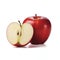 Symmetrical Cut of a Luscious Red Apple on White Surface. AI generation