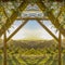 Symmetrical display of a Chuppah in flowers in circular arrangement at wedding in California