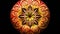 Symmetrical floral mandala in multi colored pattern glows with elegance generated by AI