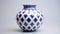 Symmetrical Grid Vase With Blue And White Designs