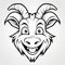 Symmetrical Harmony: A Lively Cartoon Goat Head Tattoo In Black And White