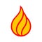 Symmetrical logo fire bulb in the form. Icon illustration for design - vector