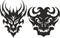 Symmetrical monster head tattoos