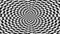 Symmetrical Optical Spiral turning round the middle point. Abstract moving circles and square buttons in net with black and white