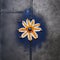 Symmetrical Orange Flower on Blue Canvas with Cosmic Symbolism (AI Generated)