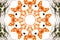 Symmetrical orange green dried floral octogonal design pattern