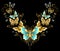 Symmetrical pattern of golden butterflies