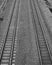 Symmetrical photo of train tracks railway