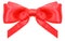 Symmetrical red bow with vertically cut ends