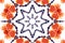 Symmetrical round octogonal floral orange purple design