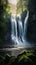 Symmetrical Serenity: A Dynamic Waterfall in the Deep Forest, En