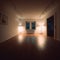 A symmetrical shot film photo of empty room generative AI