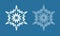 Symmetrical snowflake, christmas white snowflake icon, crystal symbol vector