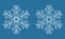 Symmetrical snowflake, icy snowflake icon, crystal symbol vector